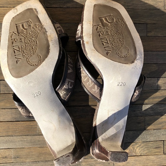 EUC VINTAGE B.by Krizia Brown Monogram Sandals Sz5 - Picture 6 of 11